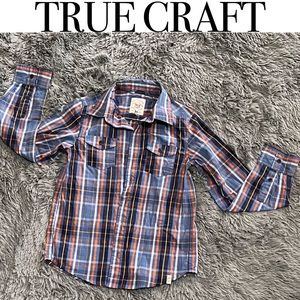 TRUE CRAFT BOYS SIZE 7 plaid white orange yellow blue long sleeve shirt